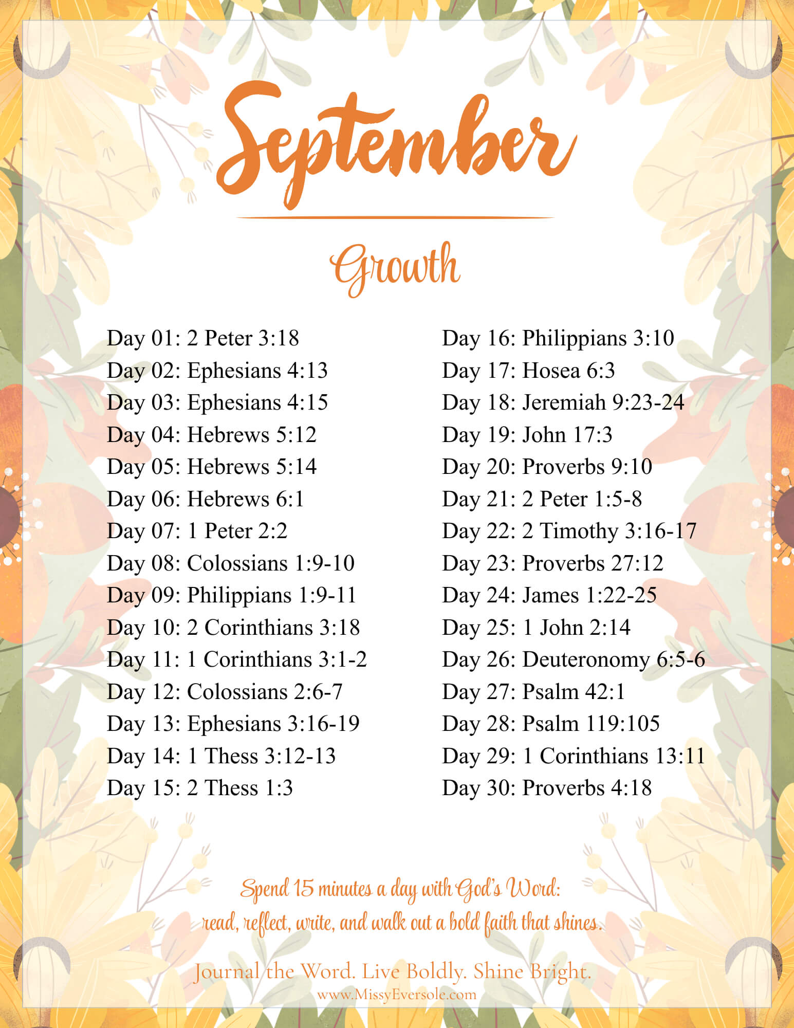 Bold Faith September - Growth